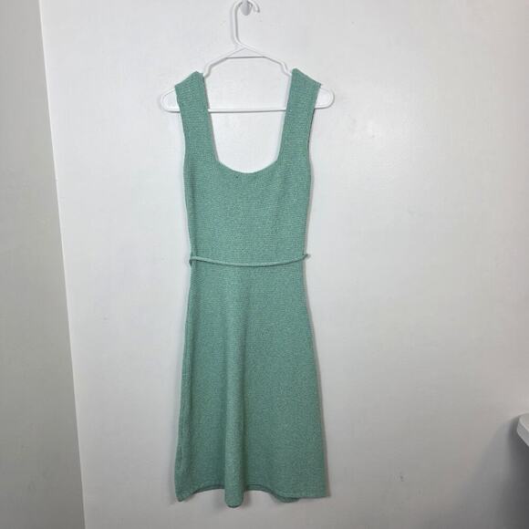 Zara Green Knit Sweater Tie Waist Sleeveless Cute Midi Dress Size Medium - Picture 4 of 9